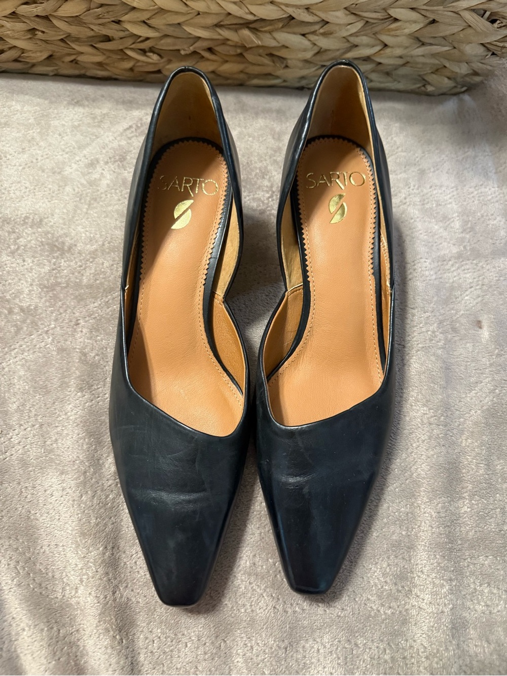 SARTO By Franco Sarto Black Pointed-Toe Leather Pumps
